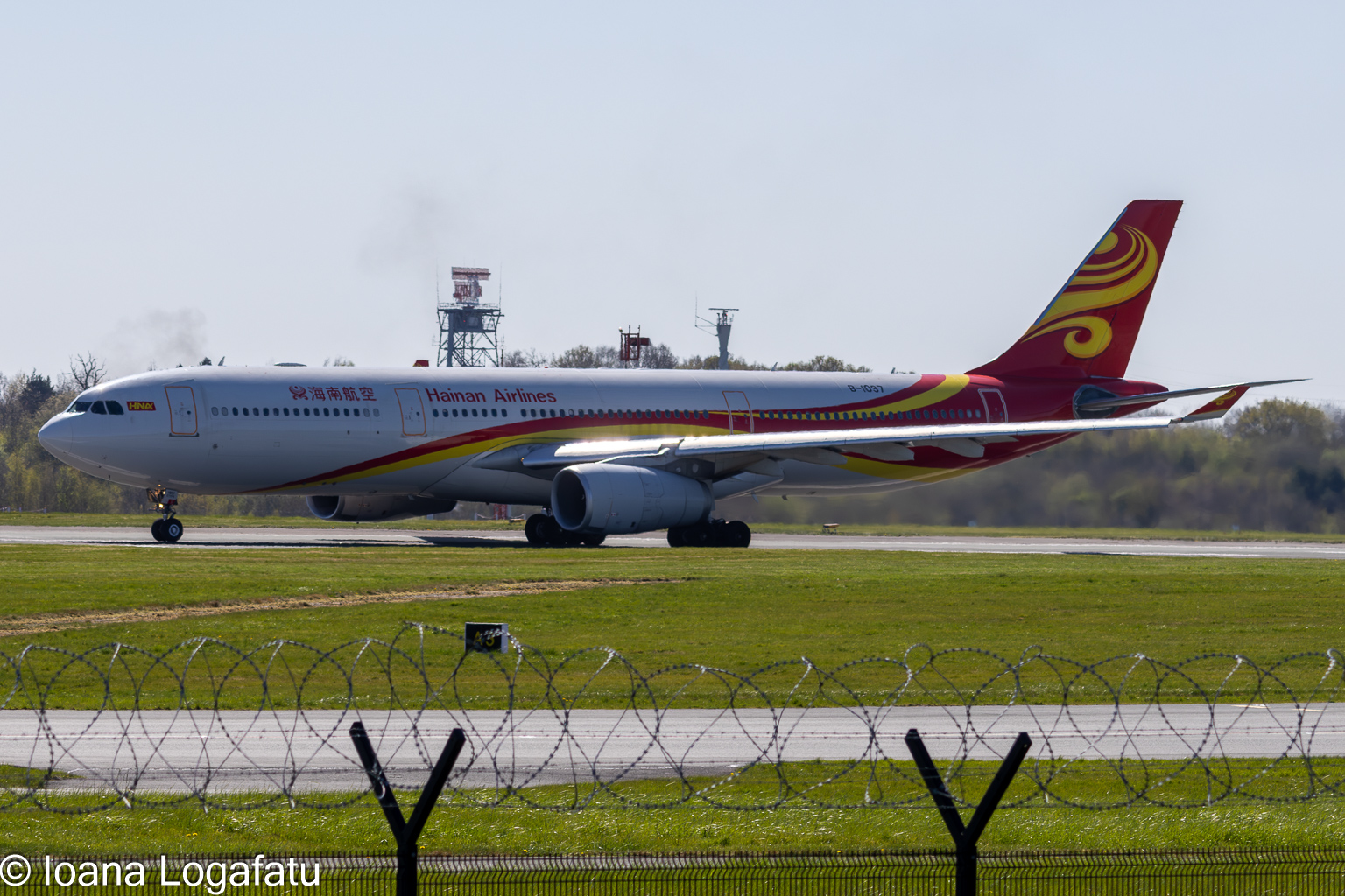 Aircraft taxiing on a sunny day at the airport